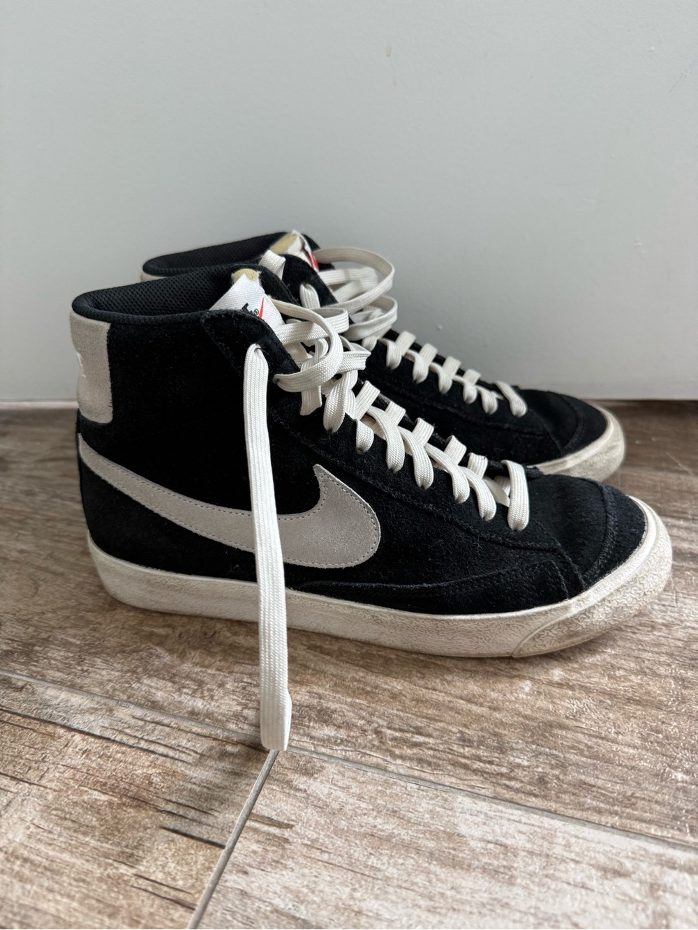 Women's High-Top Suede Sneakers in Black and Cream - Custom